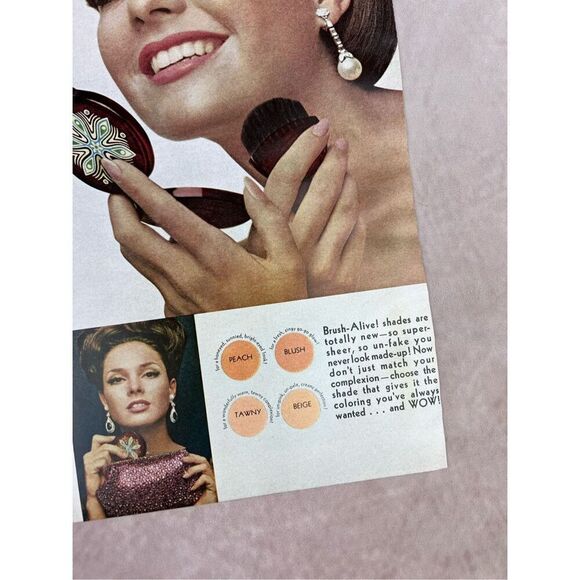 Vintage 1965 Brush-Alive by Angel Face Print Ad Makeup Beauty Mod MCM Retro - Picture 3 of 6